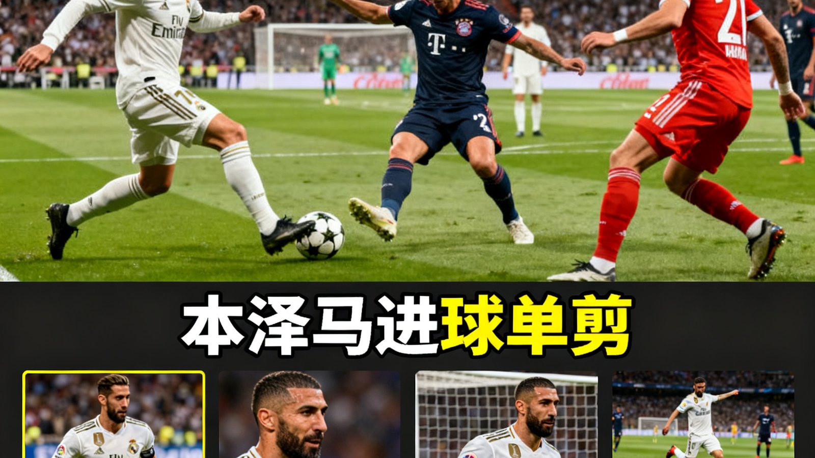 懂球体育视频集锦页面包含皇马2-1拜仁全场集锦封面，以及本泽马进球单剪列表
